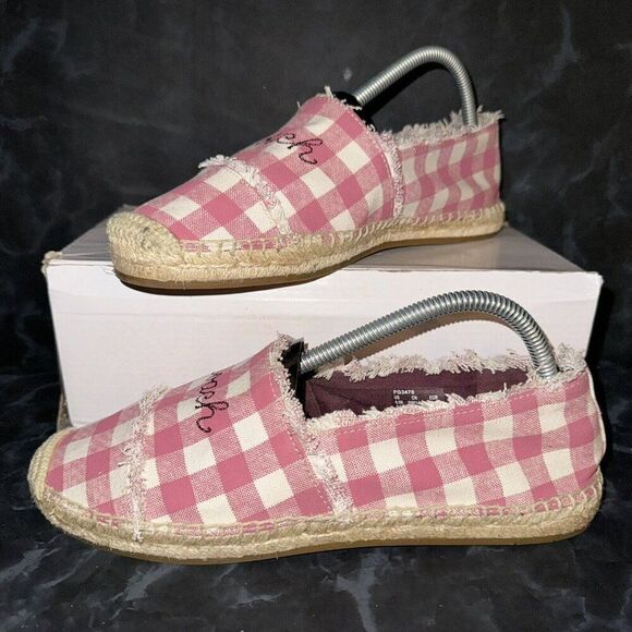 COACH Celina Gingham Espadille Strawberry/Chalk Shoes Flats Womens Size 8.5B - Picture 1 of 8